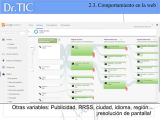 2.3. Comportamiento en la web
Otras variables: Publicidad, RRSS, ciudad, idioma, región...
¡resolución de pantalla!
 