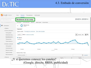 4.3. Embudo de conversión
¿Y si queremos conocer los canales?
(Google, directo, RRSS, publicidad)
 