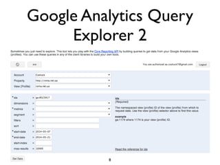 Google Analytics Query
Explorer 2
8
 