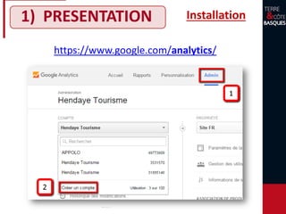 1) PRESENTATION Installation
https://www.google.com/analytics/
 