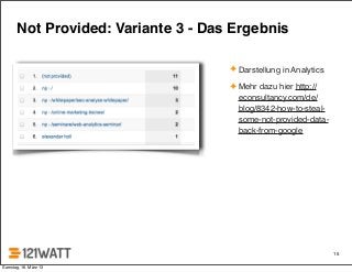 Not Provided: Variante 3 - Das Ergebnis

                                     ✦ Darstellung in Analytics

                ...