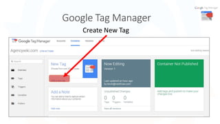 Google Tag Manager
12
Create New Tag
 