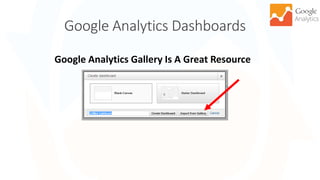Google Analytics Dashboards
45
Google Analytics Gallery Is A Great Resource
 