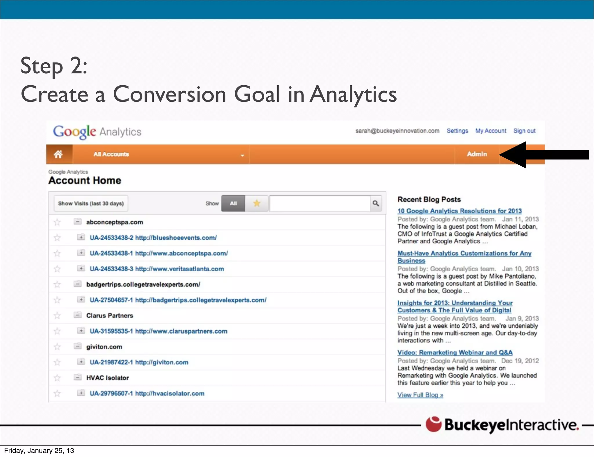 Step 2:
Create a Conversion Goal in Analytics
 Sarah Davis
 Digital Strategist
 @SDavis_
 