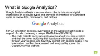 What is Google Analytics?
Google Analytics (GA) is a service which collects data about digital
interactions on all device ...