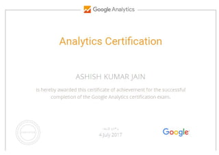 Google Analytics Certification - Ashish Kumar Jain