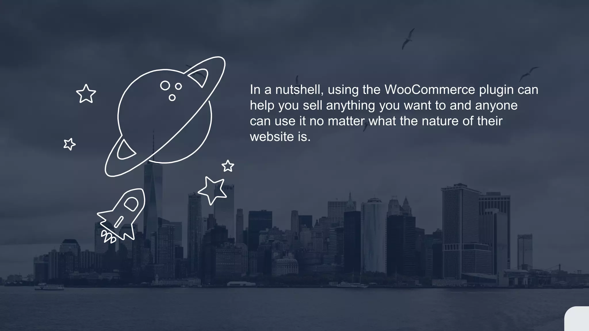 In a nutshell, using the WooCommerce plugin can
help you sell anything you want to and anyone
can use it no matter what the nature of their
website is.
 