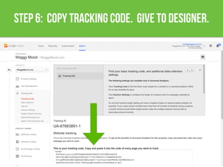 step 6: copy tracking code. Give to designer.
 
