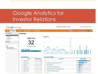 Google Analytics for
Investor Relations
 