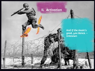 Activation
One step at a time. One
punch at a time. One
round at a time.-Rocky
Balboa, Creed
II. Activation
One step at a time. One
punch at a time. One
round at a time.-Rocky
Balboa, Creed
II. Activation
And if the music's
good, you dance. -
Unknown
 