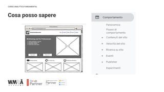 CORSO ANALYTICS FUNDAMENTAL
Cosa posso sapere
 