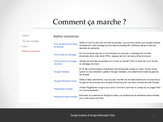 Google Analytics & Google Webmaster Tools
Comment ça marche ?
35
 