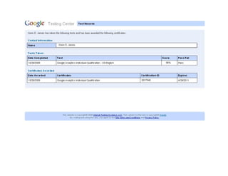Google Analytics Individual Qualification   Kevin Kames