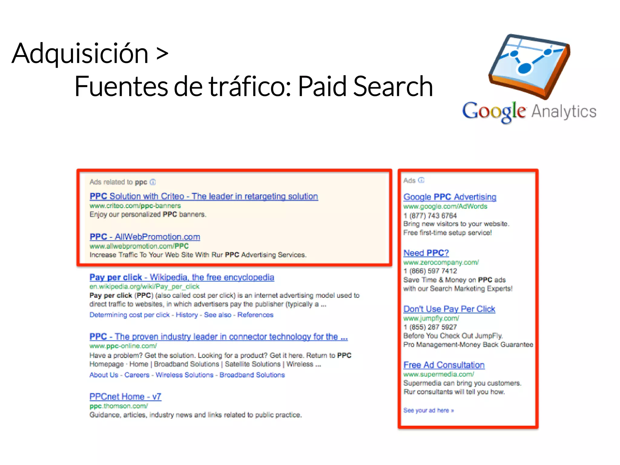 Adquisición > 
Fuentes de tráfico: Paid Search  