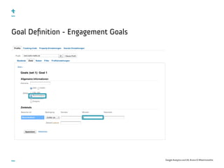 Google Analytics and UX, #uxce13 @katrinmathis
Goal Deﬁnition - Engagement Goals
 