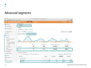 Google Analytics and UX, #uxce13 @katrinmathis
Advanced segments
 