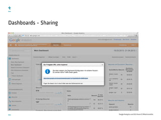 Google Analytics and UX, #uxce13 @katrinmathis
Dashboards - Sharing
 