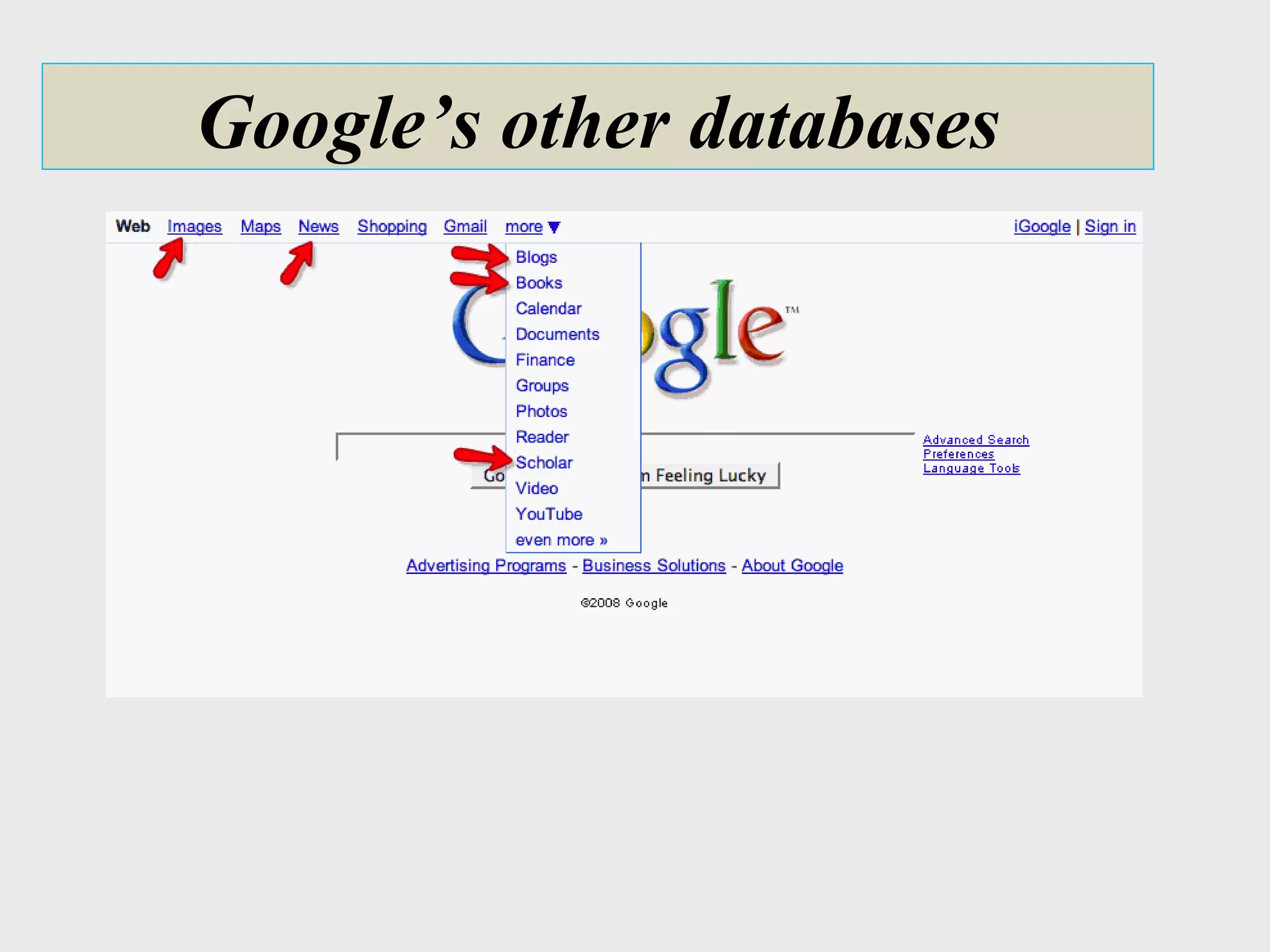 Google’s other databases 