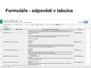 Formuláře - odpovědi v tabulce
 