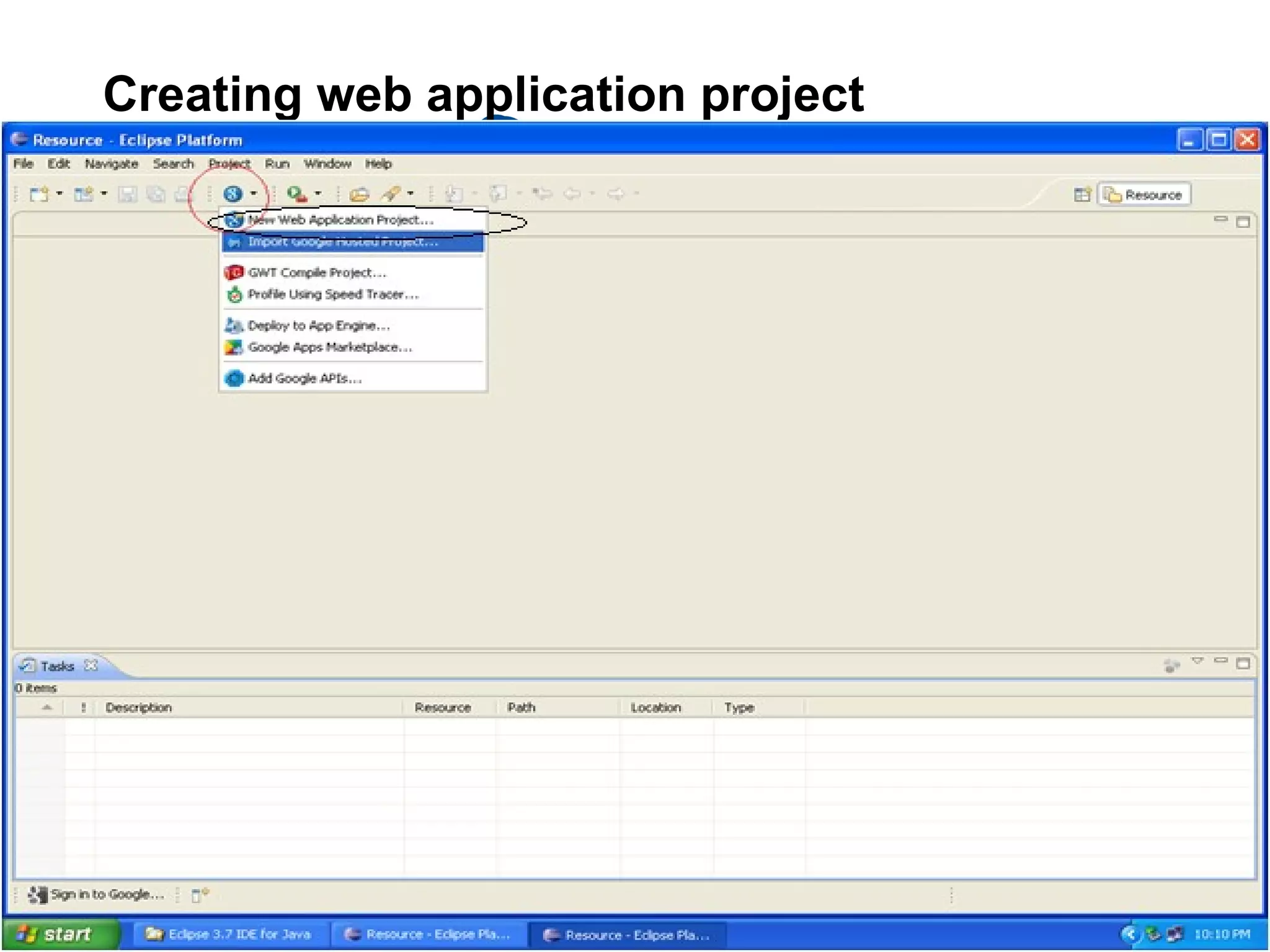 Creating web application project
 
