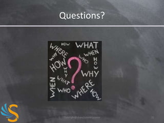 Questions?

Copyright@share2create License

21

 