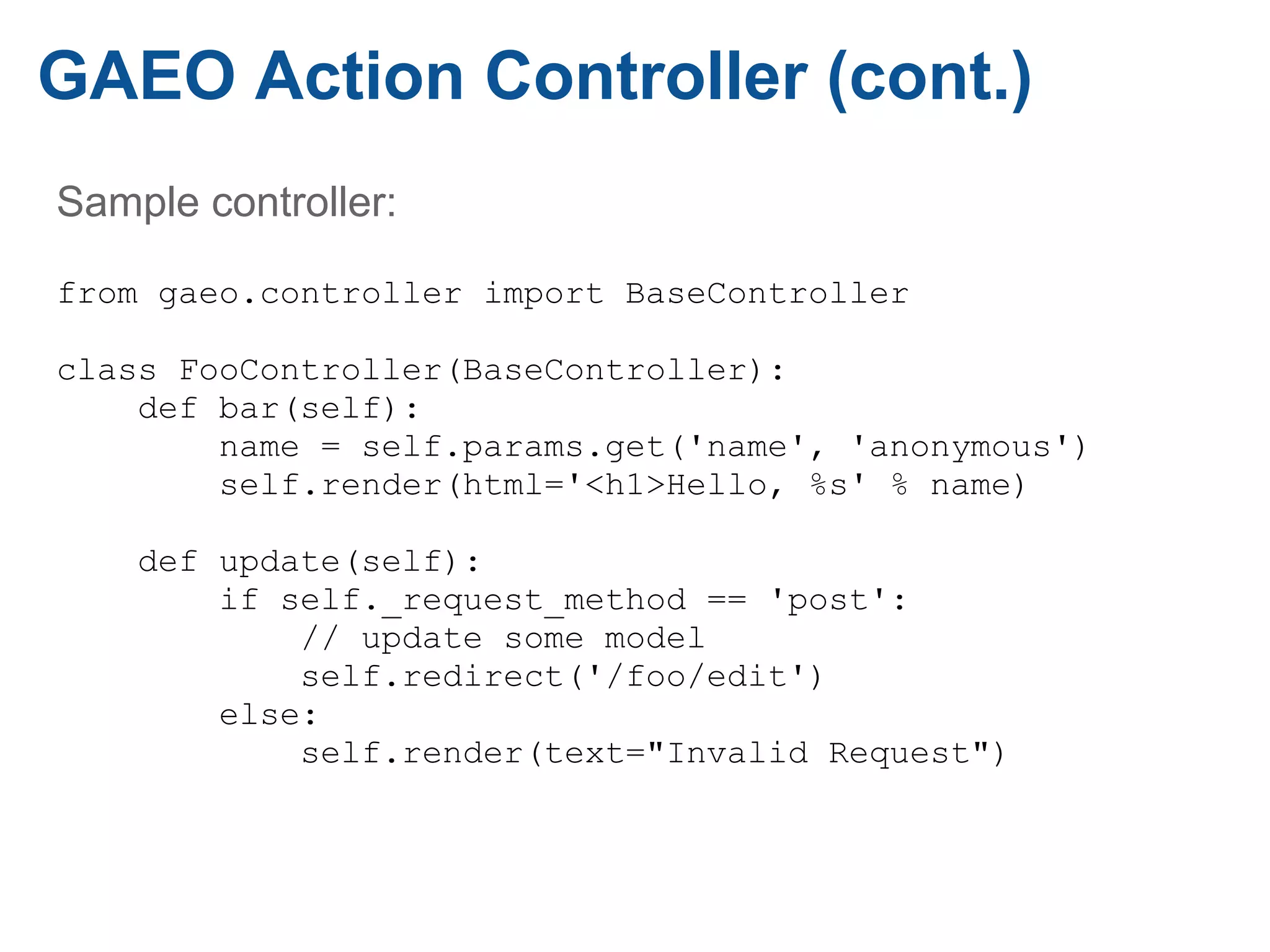 An Introduction to GAEO web framework