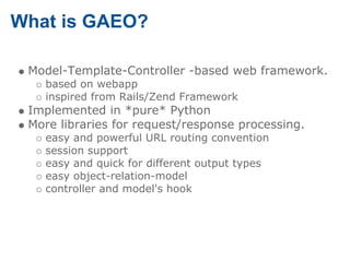 An Introduction to GAEO web framework