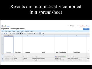 Results are automatically compiled in a spreadsheet 