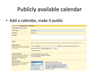 Allow Access to other calendarsPaul can provide Hector (Admin Assistant) access to his calendarGo to Calendar -> SettingsClick Shared: Edit settings