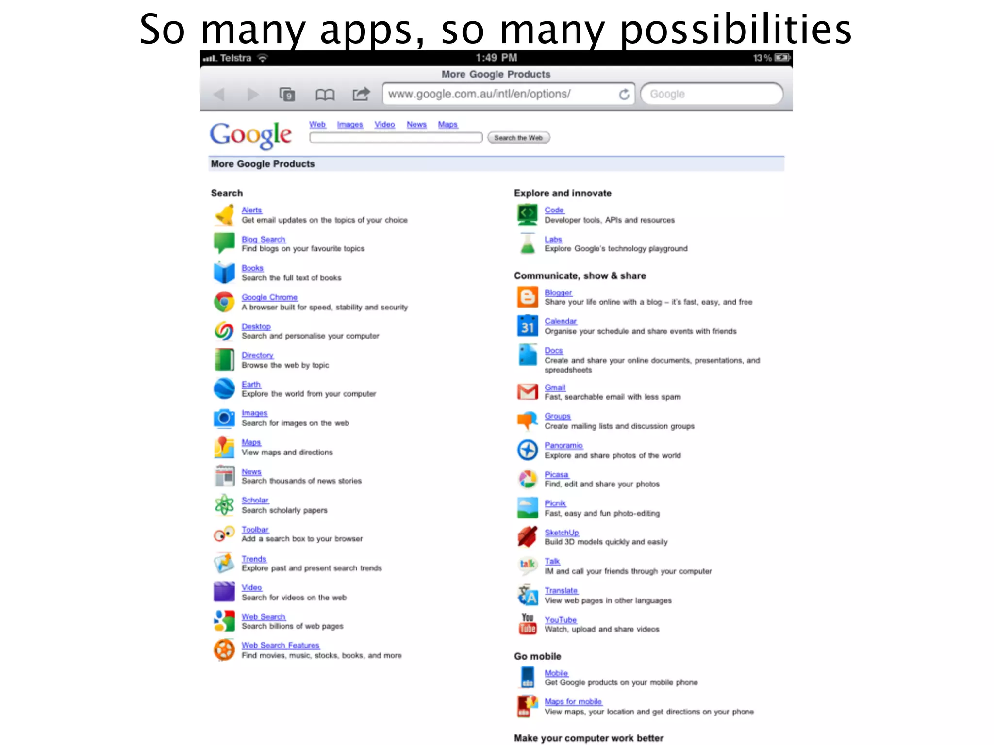 So many apps, so many possibilities
 