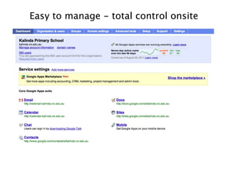Easy to manage - total control onsite
 