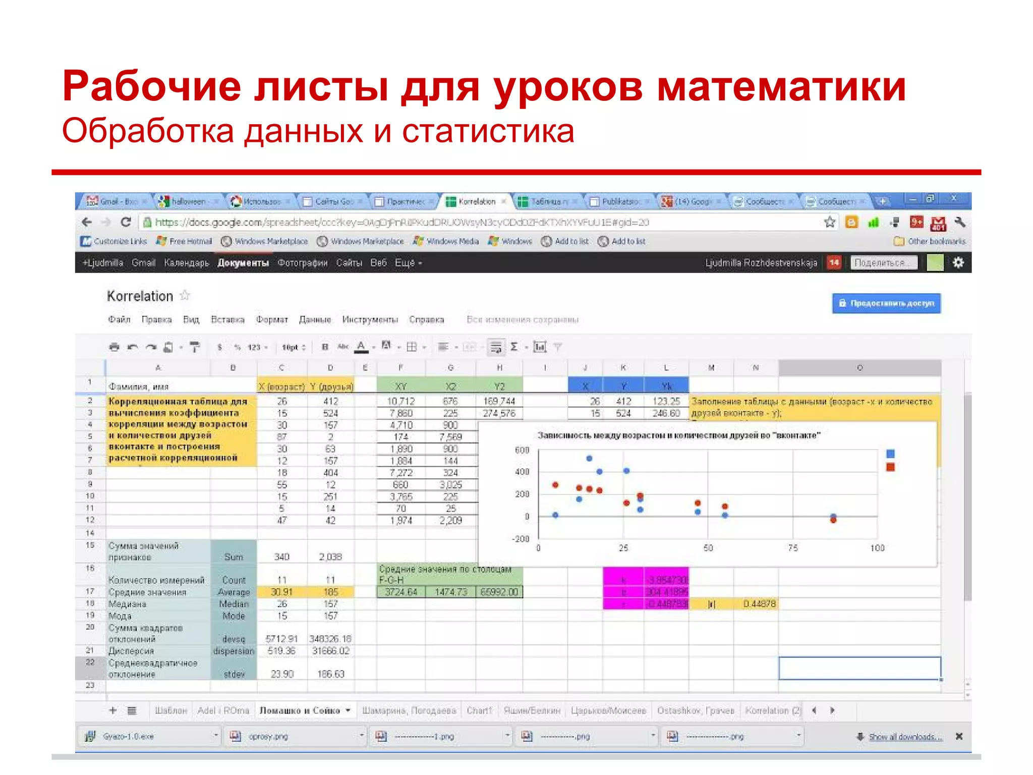 Рабочие листы для уроков математики
Обработка данных и статистика
 