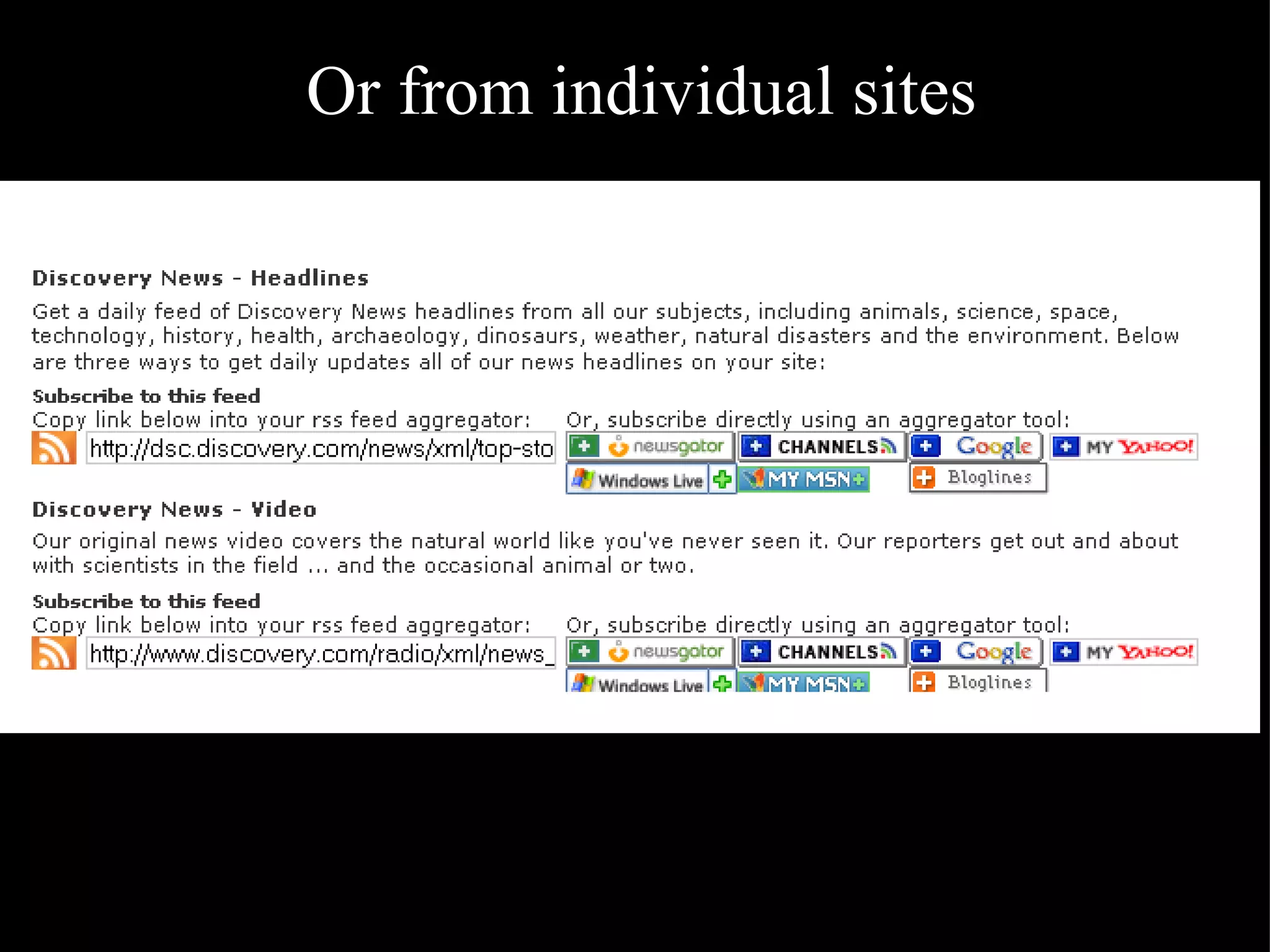 Or from individual sites 