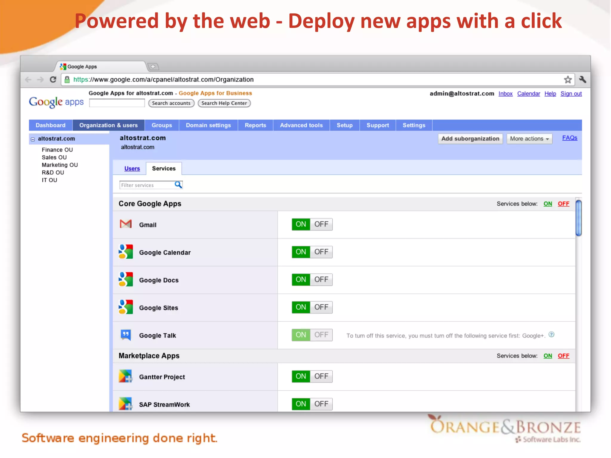 Powered by the web - Deploy new apps with a click
 