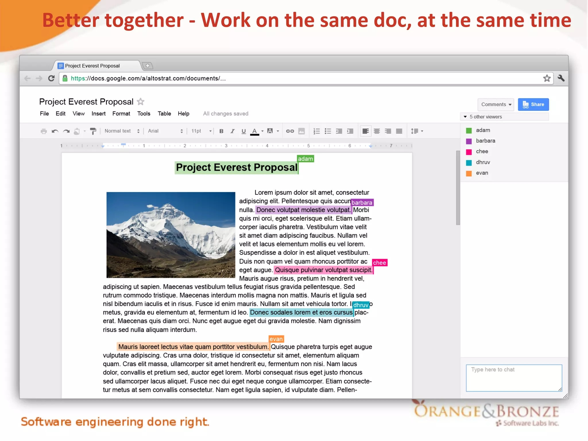 Better together - Work on the same doc, at the same time
 