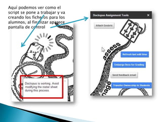 Aquí podemos ver como el script se pone a trabajar y va creando los ficheros para los alumnos, al finalizar aparece pantalla de control  