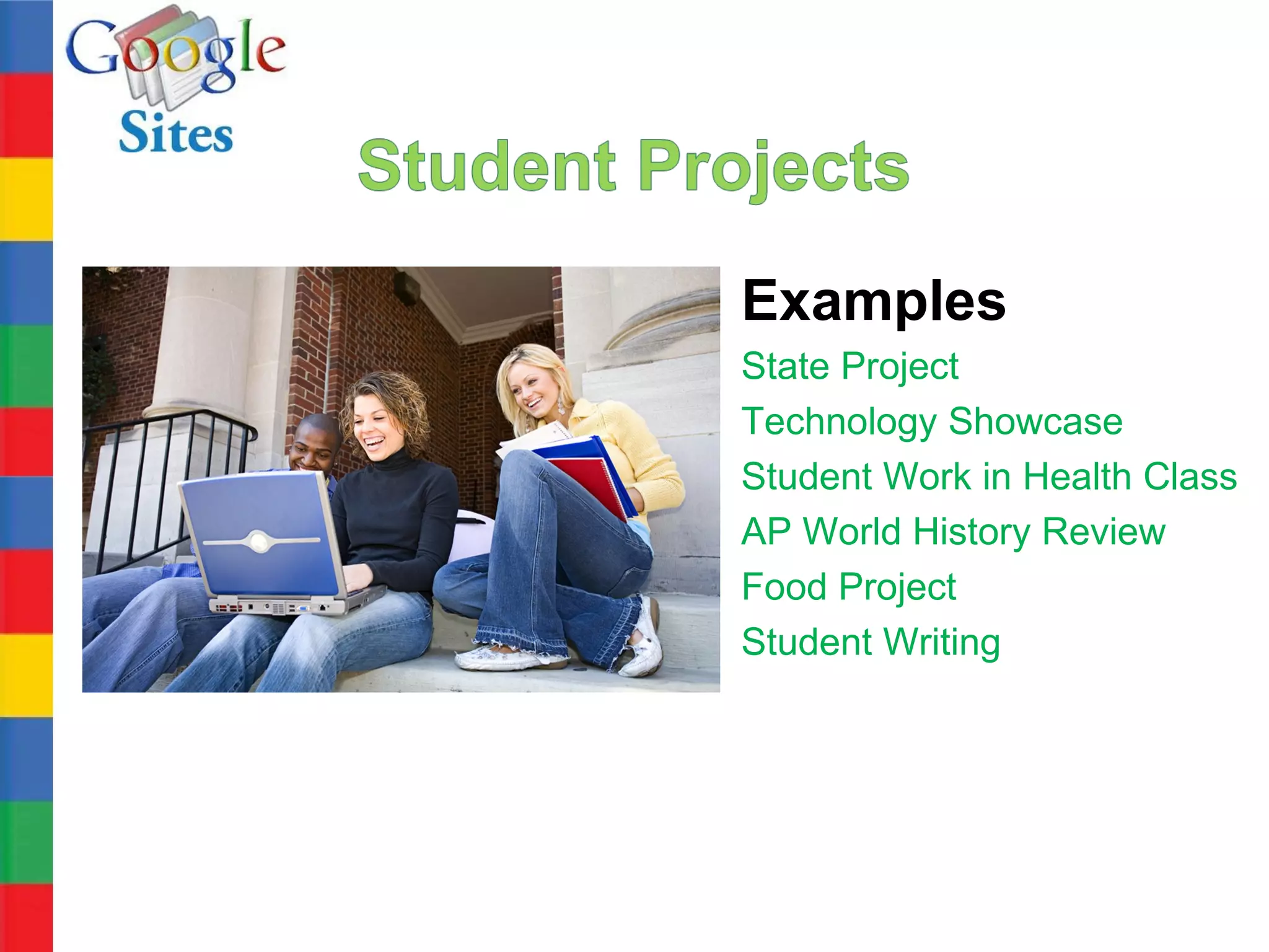 Examples
State Project
Technology Showcase
Student Work in Health Class
AP World History Review
Food Project
Student Writing
 