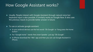 Google Assistant for Android, Documentation