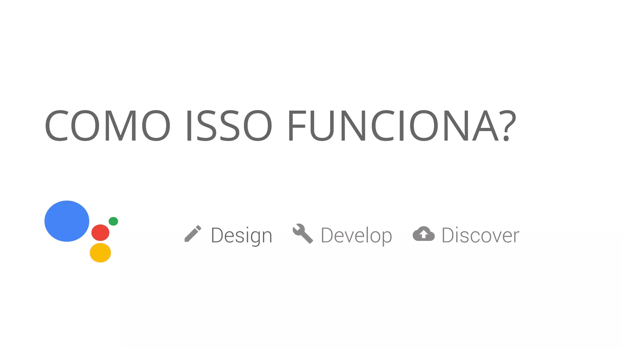 COMO ISSO FUNCIONA?
Design Develop Discover
 