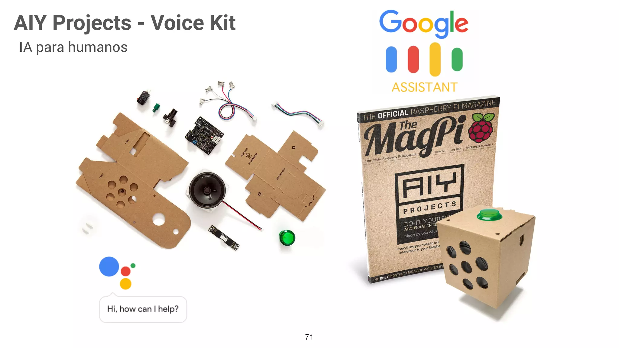 71
AIY Projects - Voice Kit
IA para humanos
 