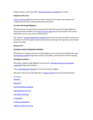GOOGLE BIGQUERY AND APP DEVELOPMENT USA | PDF
