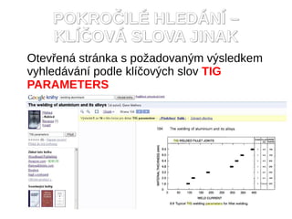 POKRO?IL? HLED?N? C
    KL??OV? SLOVA JINAK
Otev?en strnka s po?adovan?m v?sledkem
vyhledvn podle kl?ov?ch slov TIG
PARAMETERS
 
