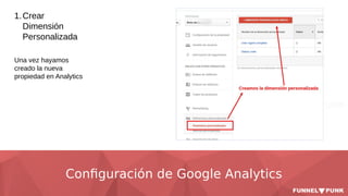 Configuración de Google Analytics
1.Crear
Dimensión
Personalizada
Una vez hayamos
creado la nueva
propiedad en Analytics
 