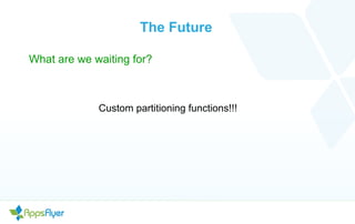 The Future
What are we waiting for?
Custom partitioning functions!!!
 