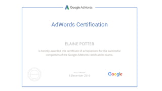 Elaine Potter - Google certifications