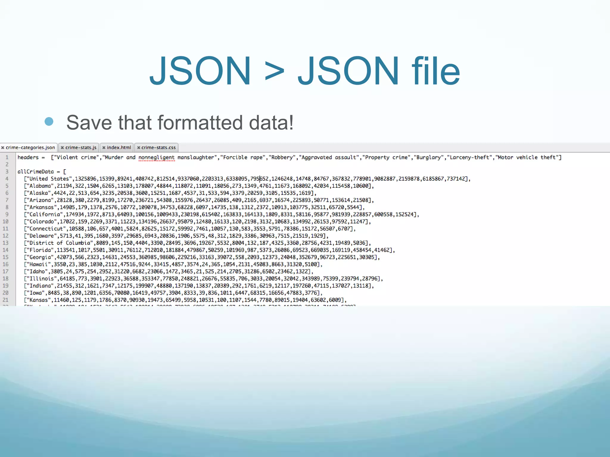 JSON > JSON fileSave that formatted data!