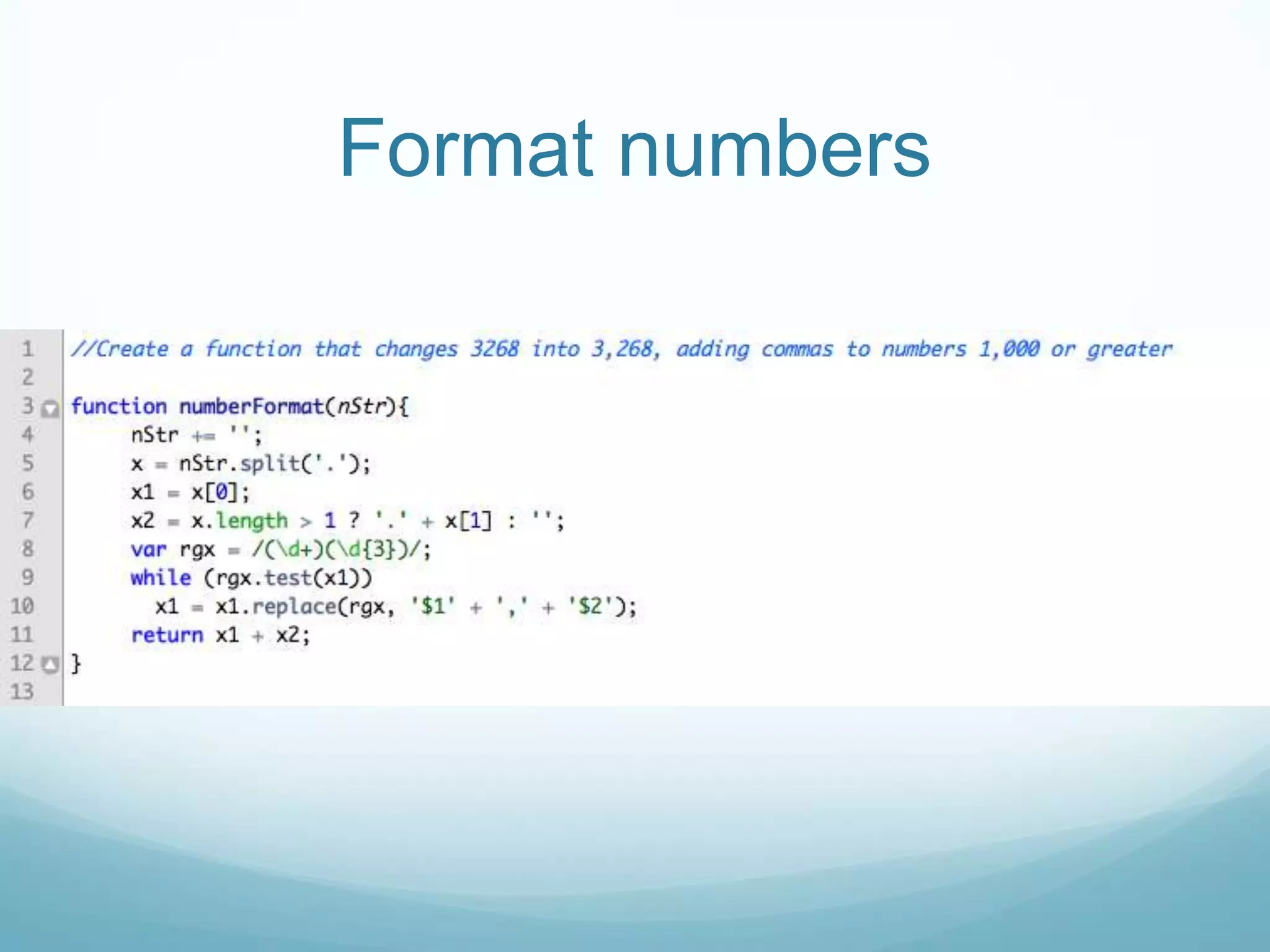 Format numbers
