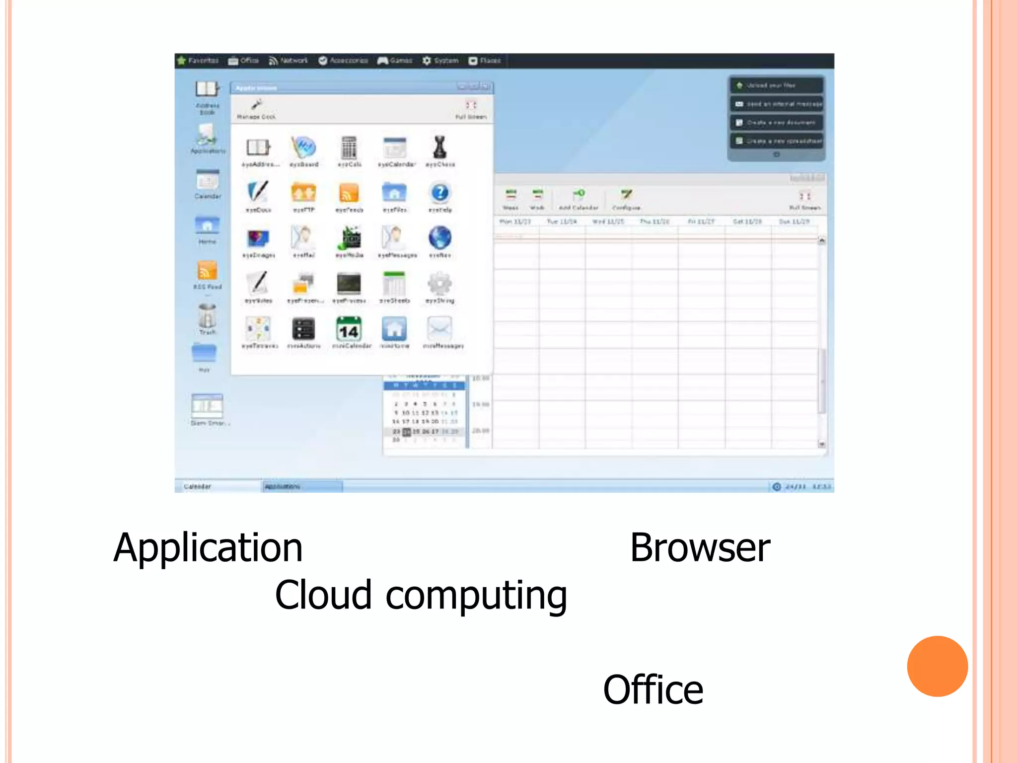 Application                  Browser
          Cloud computing

                            Office
 