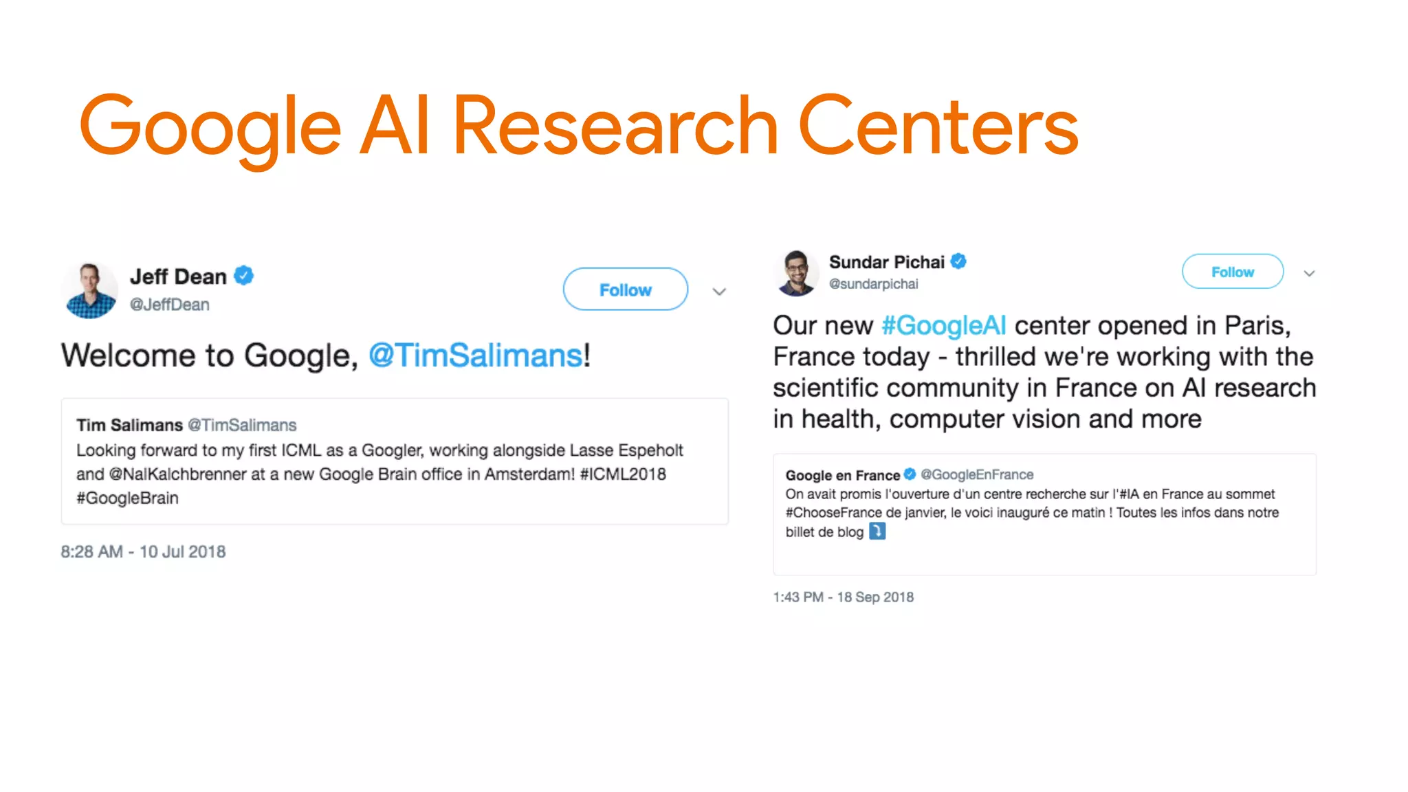 Google AI Research Centers
 