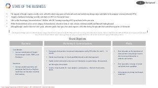 STATE OF THE BUSINESS
• The majority of Google’s equity currently exists within the advertising space, with ad words and search advertising being a major contributor to the company’s revenue (at nearly 70%)
• Google’s cloud based technology currently contributes to 3.95% of the market share
• Sales within the category have reached over 13 billion, with 2017 earnings reporting a 44% growth rate fro the year prior
• Within the cloud infrastructure service category, the brand comes in fourth in terms of sales volume, with Amazon (AWS) and Microsoft leading the pact
• Although Google’s market share isn’t at it’s peak, within the public cloud space, the search engine is still within the top five providers that control three quarters of the market
Business Marketing & Communications
Consideration
• Increase consideration of Google
Cloud amongst C-Suite, ITDM’s, and
Developers
Awareness
• Increase unaided awareness and
perception that Cloud is a Big Data
leader that can help drive results for
their business
• Encourage client partners to increase initial adoption rate by 5% within the next 6 – 12
months
• Extend visual learnings of cloud capabilities beyond a sales lead approach
• Enable content to becomes a key source of information via partnerships, the social web,
and during key time periods
• Create a reward system for early adoption , participation, a influencer lead success
stories
Media
• Drive education on the importance of
client partners using Google cloud to
drive more rapid innovation in
products and services
• Drive awareness on range of private
and hybrid cloud capabilities
• Grow category by driving trial through
awareness
Brand Objectives
Source: Synergy Research Group, RENO, NV, February 2, 2018 , IBIS World 2018- , New York Public Library
Cloud based technology seems to be still relatively new to bigger corporations in regards to it's benefits. Most seem to see it as a huge data dump solution, however, there are companies such s AWS and IBM who are to trying to sell in the bigger
story of how cloud based solutions improve company performance, safe guard against financial risk, and uncover innovations through self data learning solutions
Background2.
 